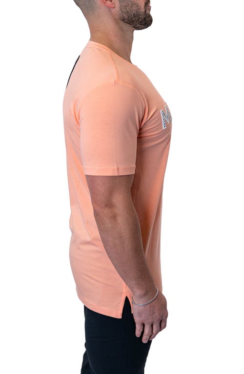 Maceoo Icon Paechpink Logo Appliqué Stretch Cotton T-shirt In Orange