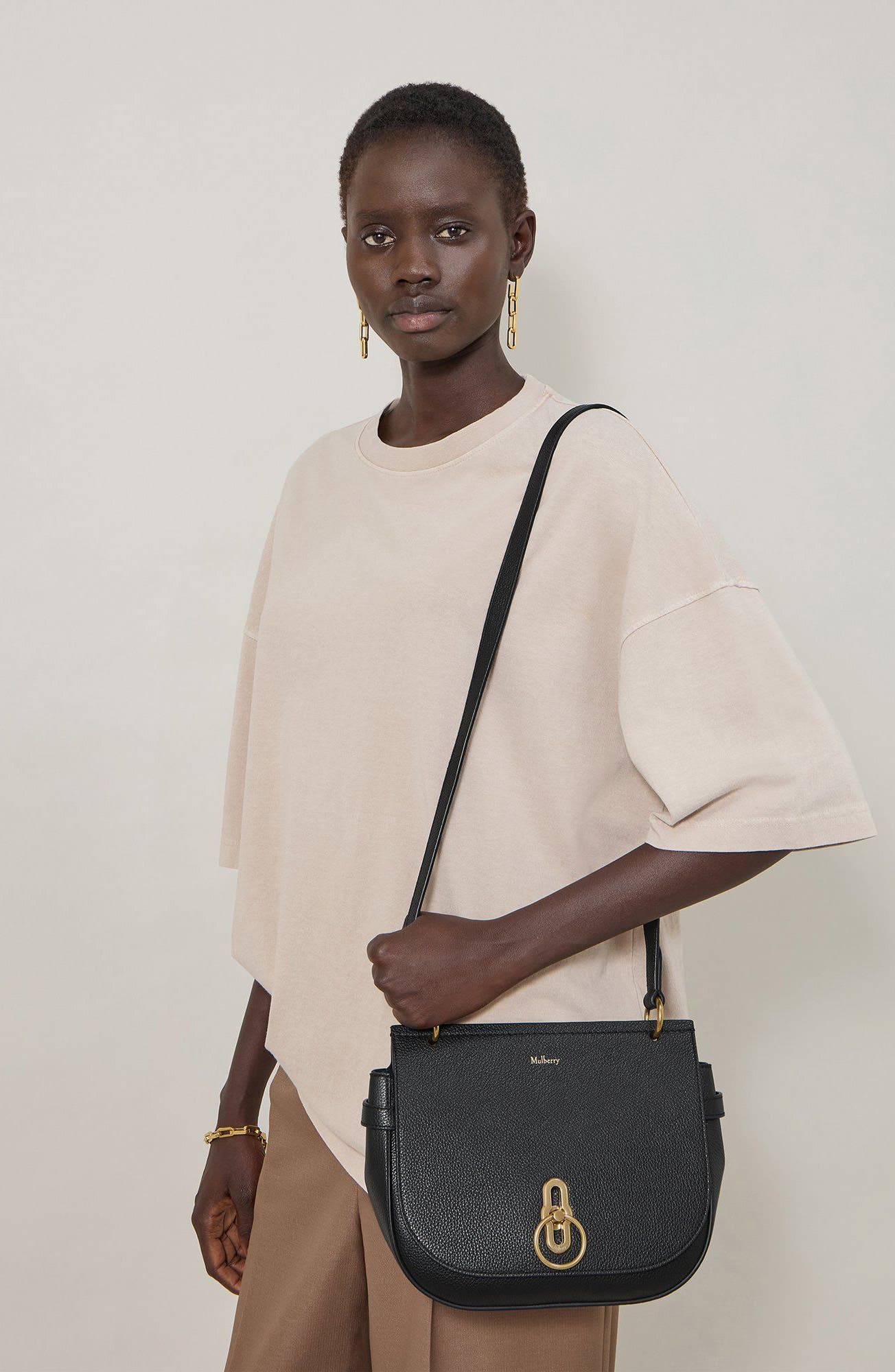 Mulberry Amberley Leather Satchel, Alternate, color, Black