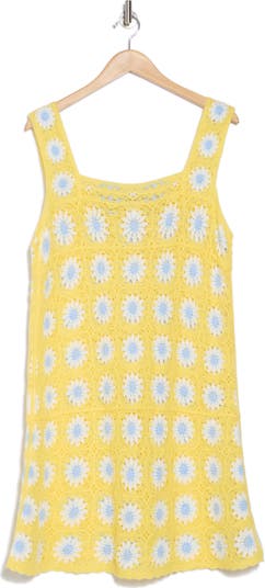 Patch Floral Sleeveless Crochet Dress