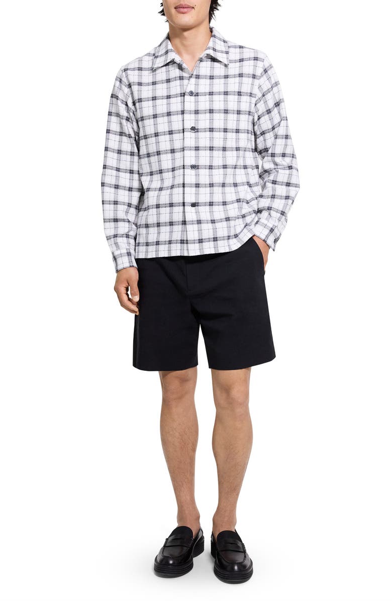 Theory Lightweight Ridge Check Button-Up Shirt, Alternate, color, Black Multi