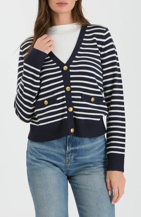 Stripe V-Neck Cardigan