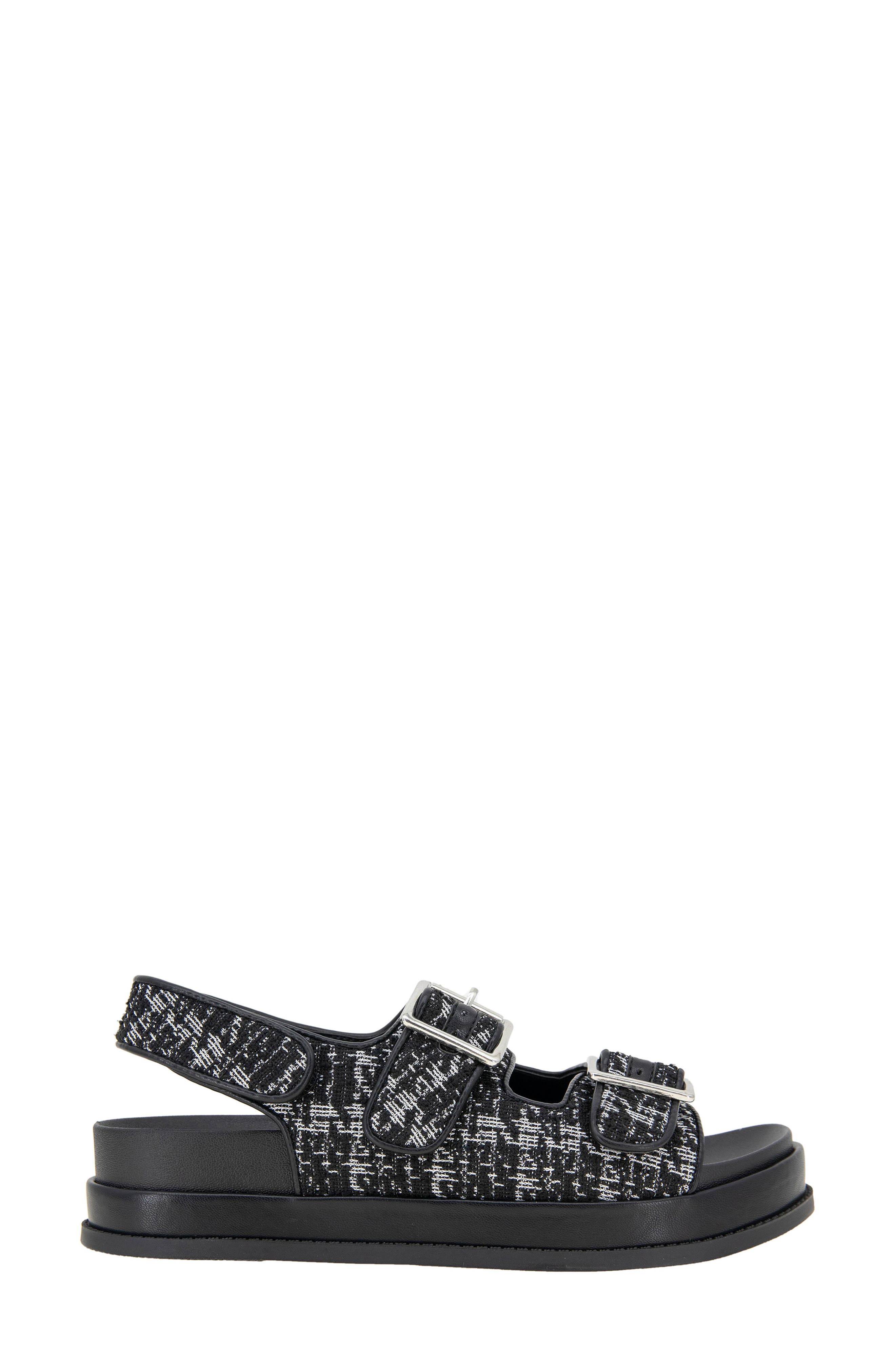 Beena Platform Sandal, Alternate, color, BLACK-WHITE BOUCLE