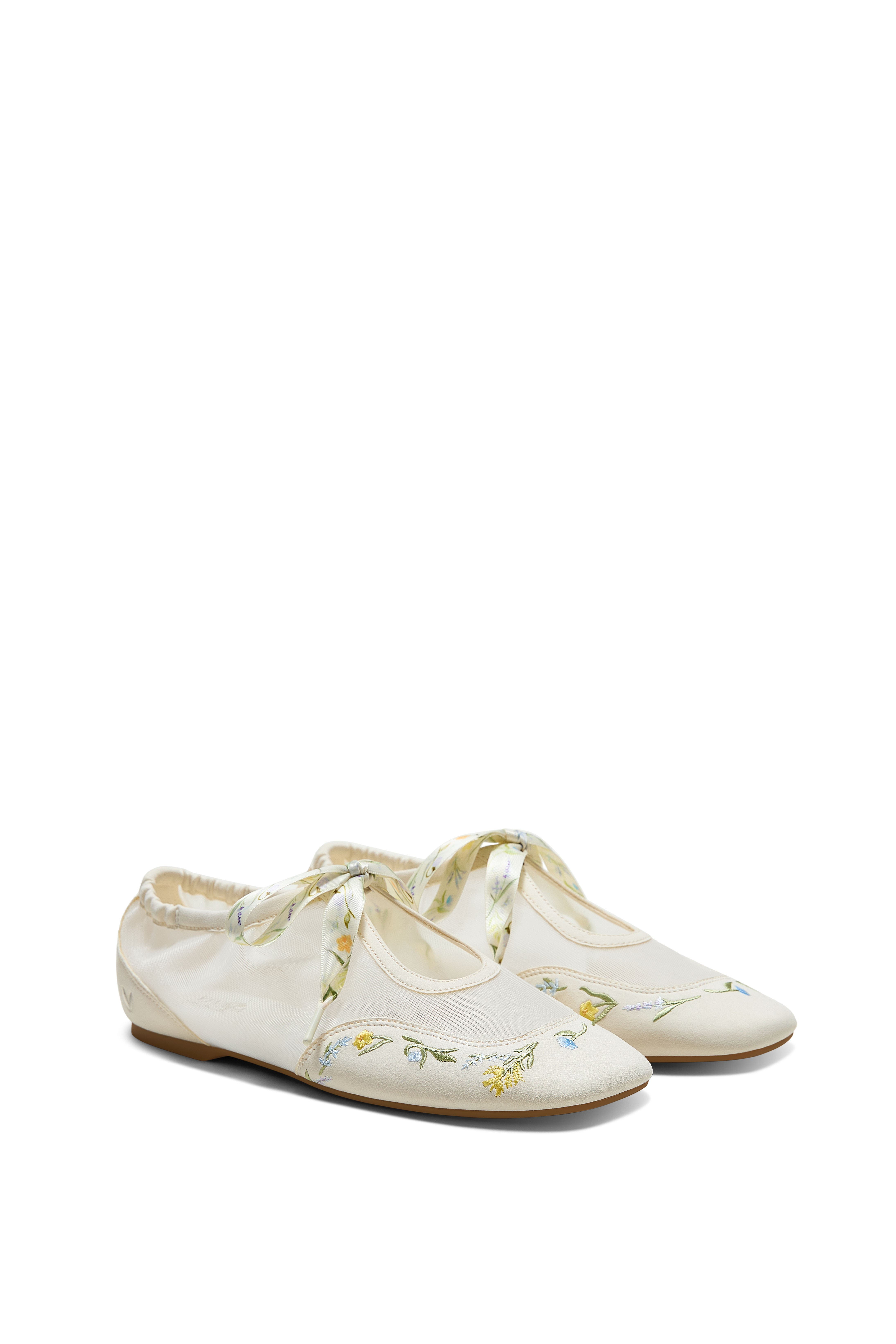 Ciara Square-Toe Organza Sneakerinas, Main, color, CREAM-FRENCH FLORAL EMB