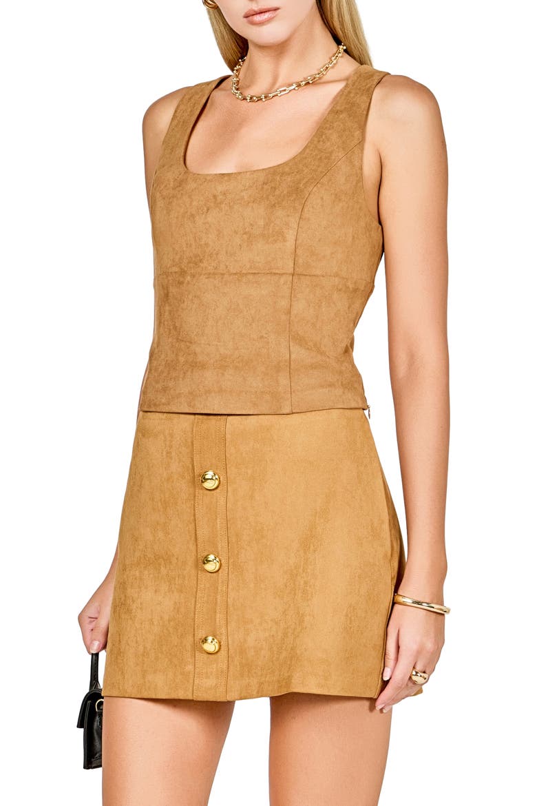 Faux Suede Sleeveless Top, Alternate, color, TAN