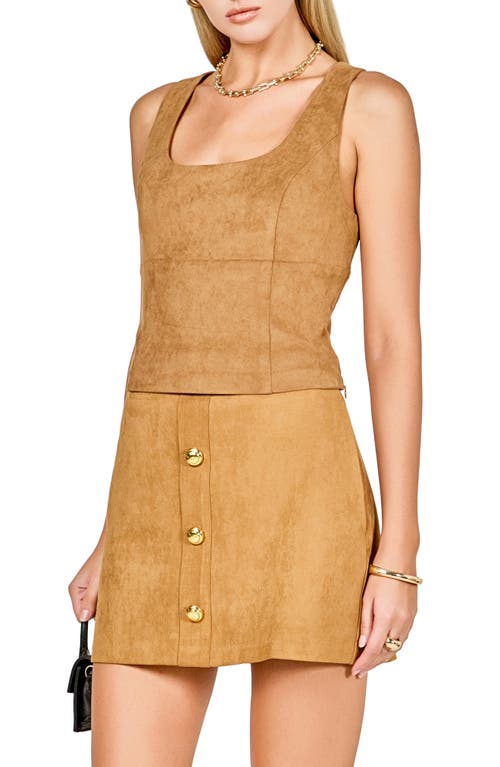 Endless Rose Faux Suede Sleeveless Top In Brown