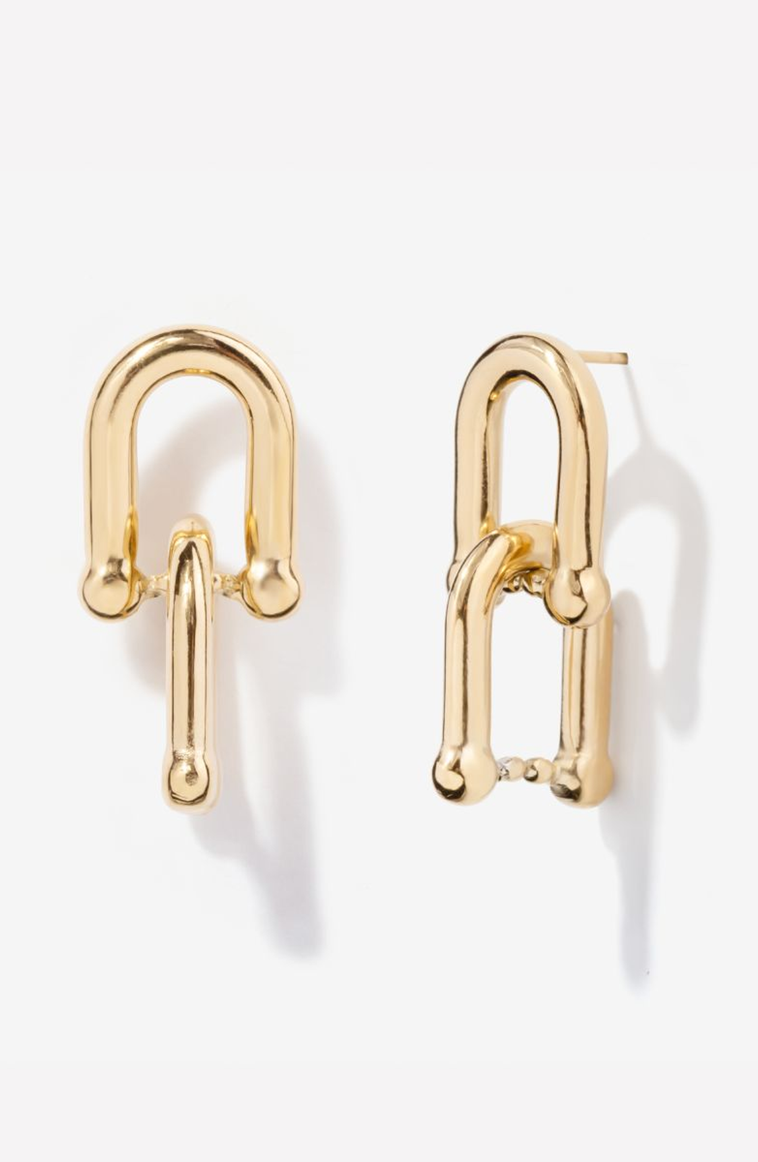 Little Sky Stone Harper Double Link Stud Earrings In Gold