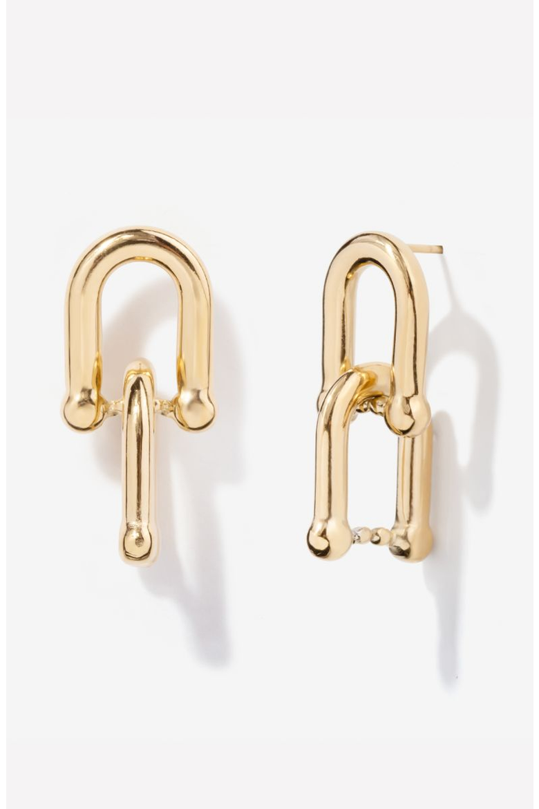 Harper Double Link Stud Earrings, Main, color, Gold