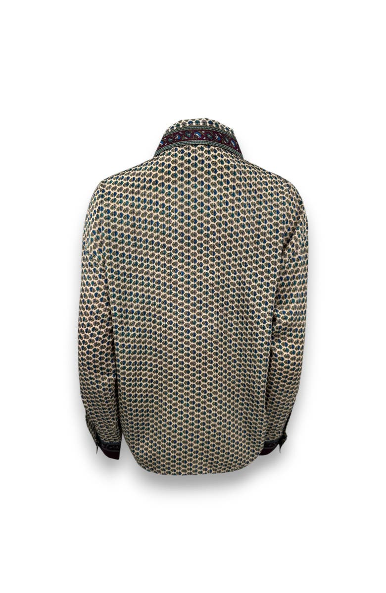 Monzlapur Embossed Botanical Long Sleeve Crepe Shirt, Alternate, color, Forest Plum