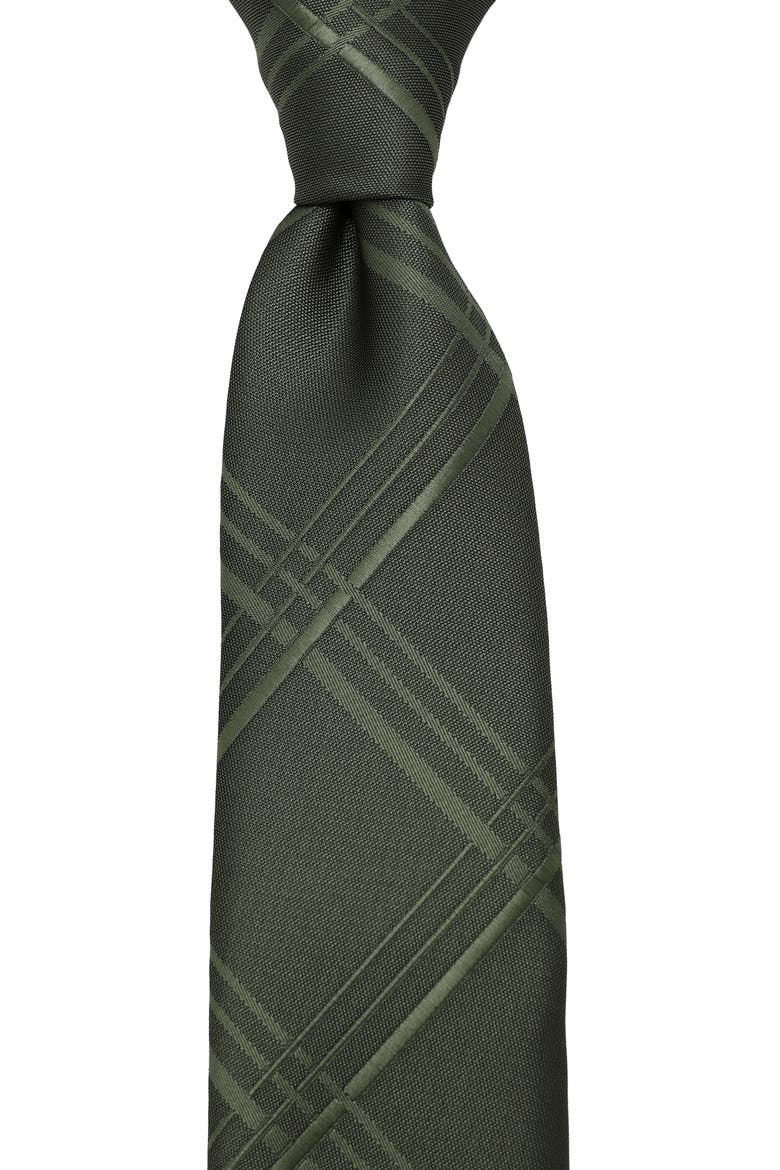 Tonal Plaid Tie, Alternate, color, BLACK/ OLIVE