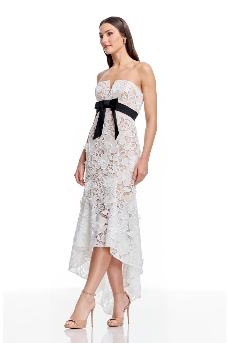 Lucia Floral Lace High-Low Cocktail Dress, Alternate, color, WHITE-BLACK