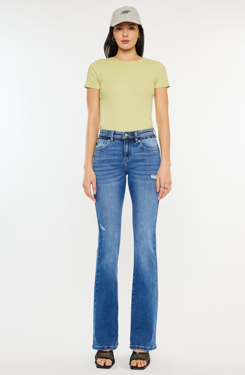 Kancan Kiera Mid Rise Bootcut Jeans In Blue
