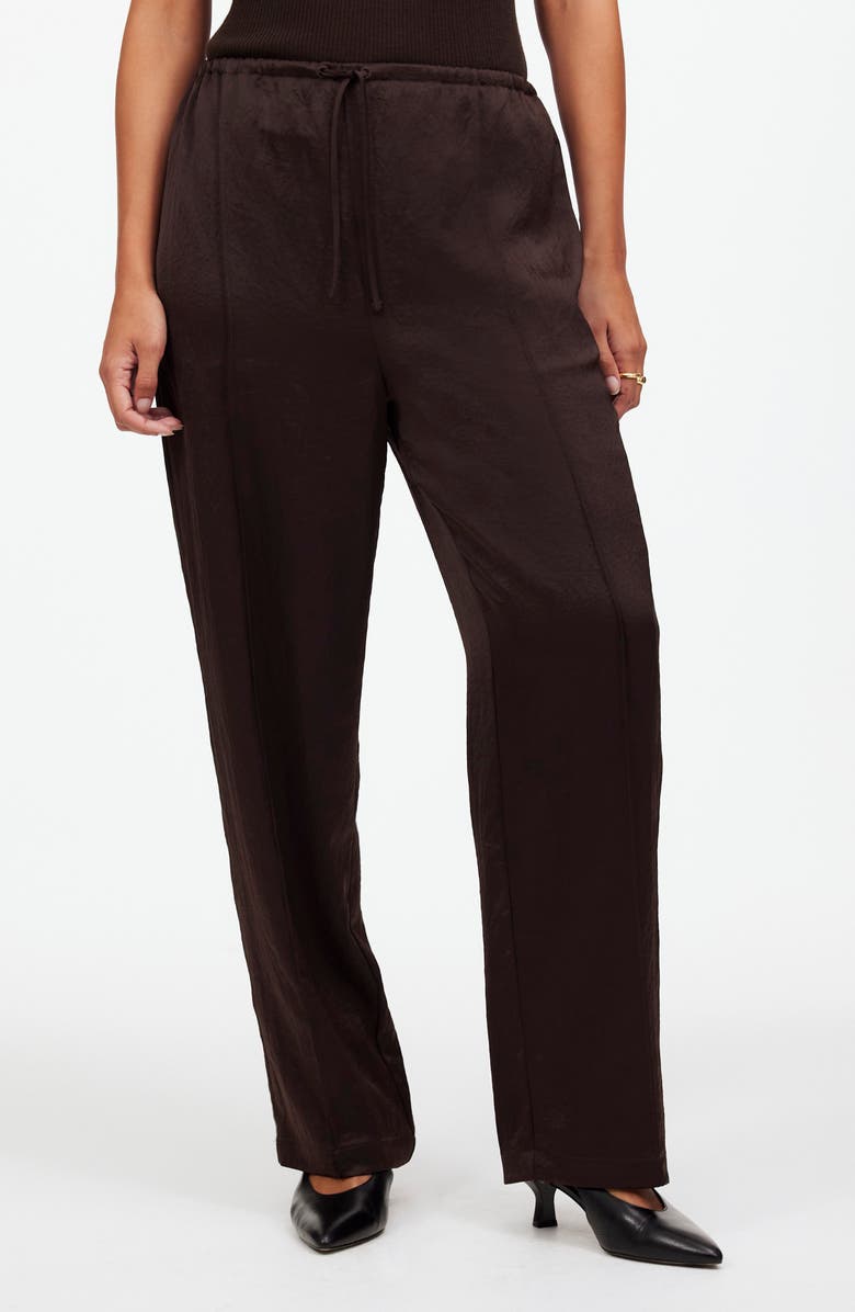 Madewell Pintuck Slim Pull-On Pants, Main, color, Dark Carob