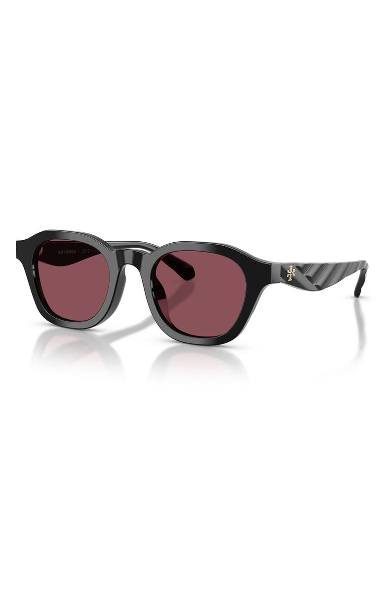 Tory Burch 48mm Polarized Phantos Sunglasses, Alternate, color, Black / Dark Violet Polar