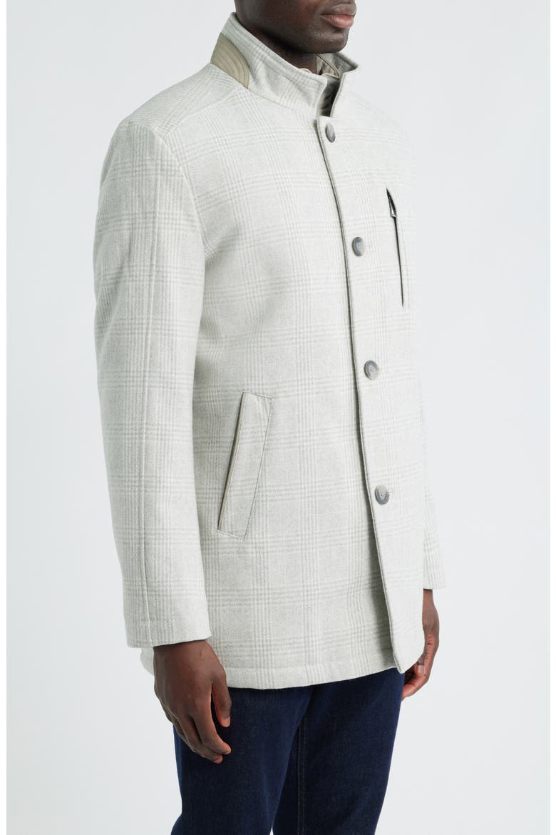 Upton Check Bib Insert Wool Blend Car Coat, Alternate, color, OYSTER PLAID