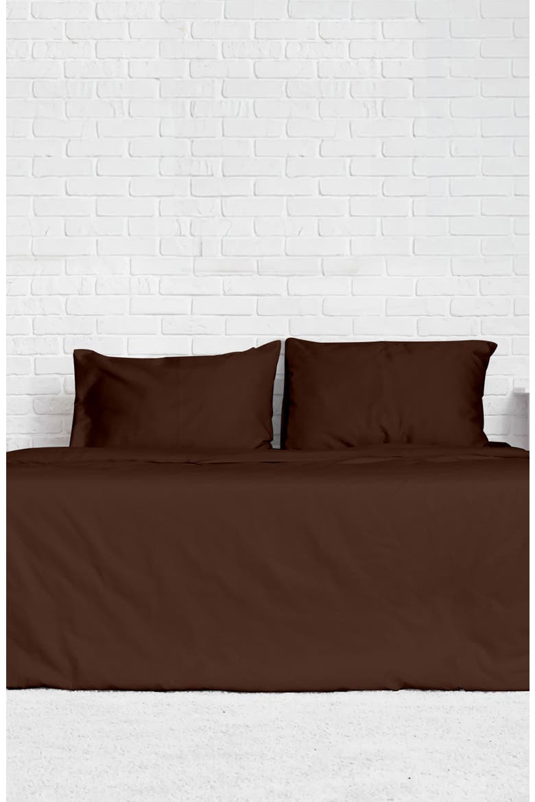 Solid Brown Microfiber Duvet Cover Set, Alternate, color, CHOCOLATE BROWN