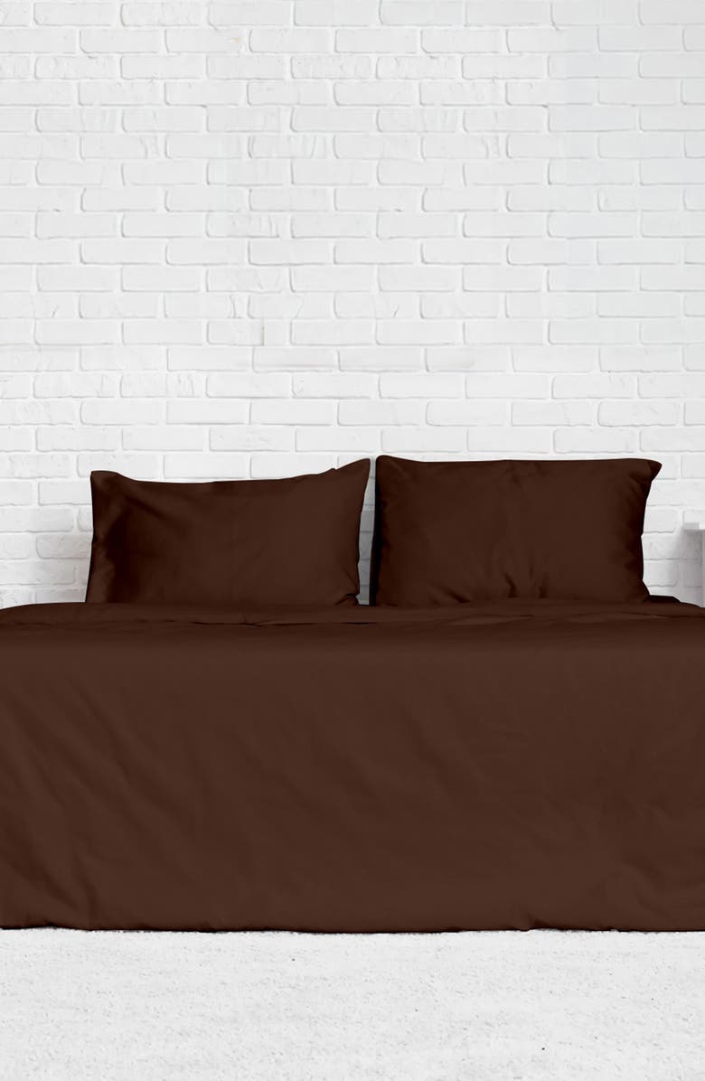 Luxury Home Solid Brown Microfiber Duvet Cover Set, Alternate, color, Chocolate Brown