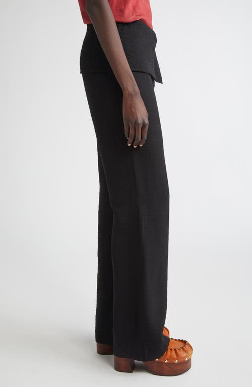 Emily Dawn Long Blake Foldover Waist Cotton Pants In Black