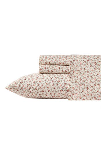 Laura Ashley Sweet Success Cotton Percale Sheet Set In Pink