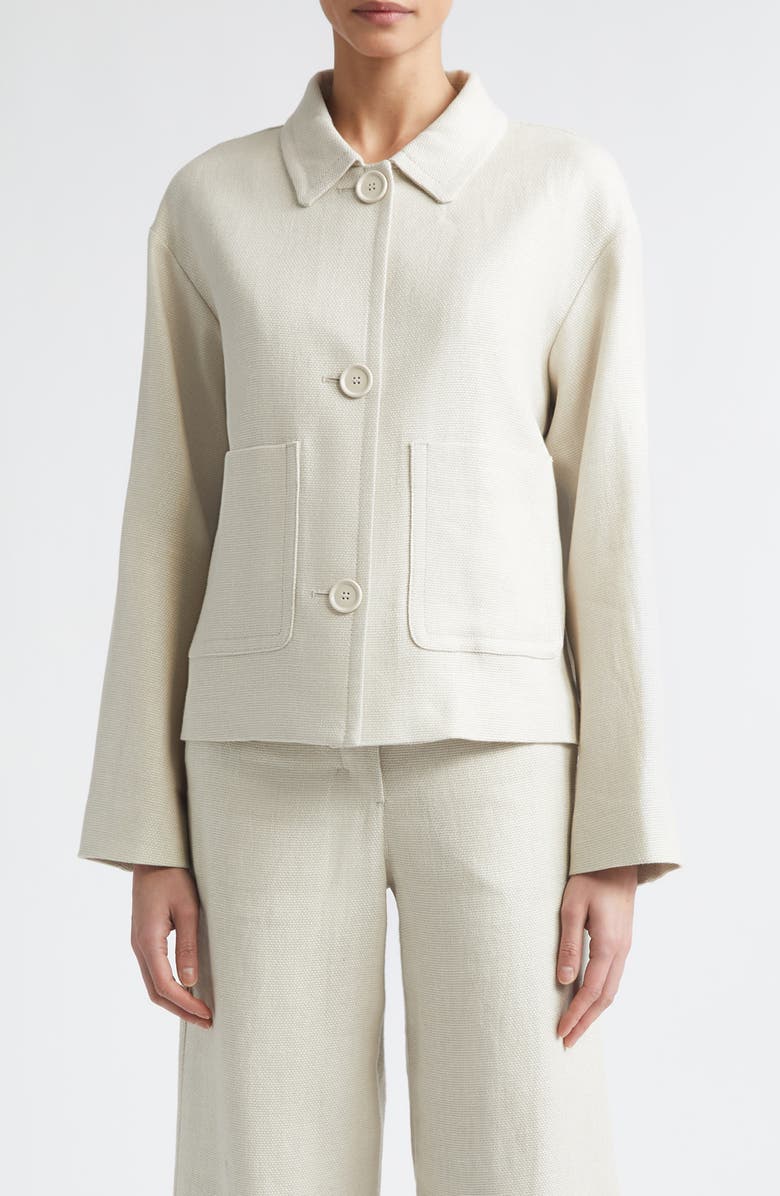Max Mara Dattero Stretch Flax & Cotton Jacket, Main, color, Ivory