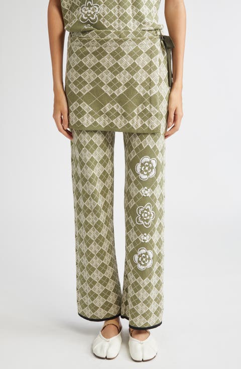 Argyle Organic Cotton Pants with Removable Wrap Panel
