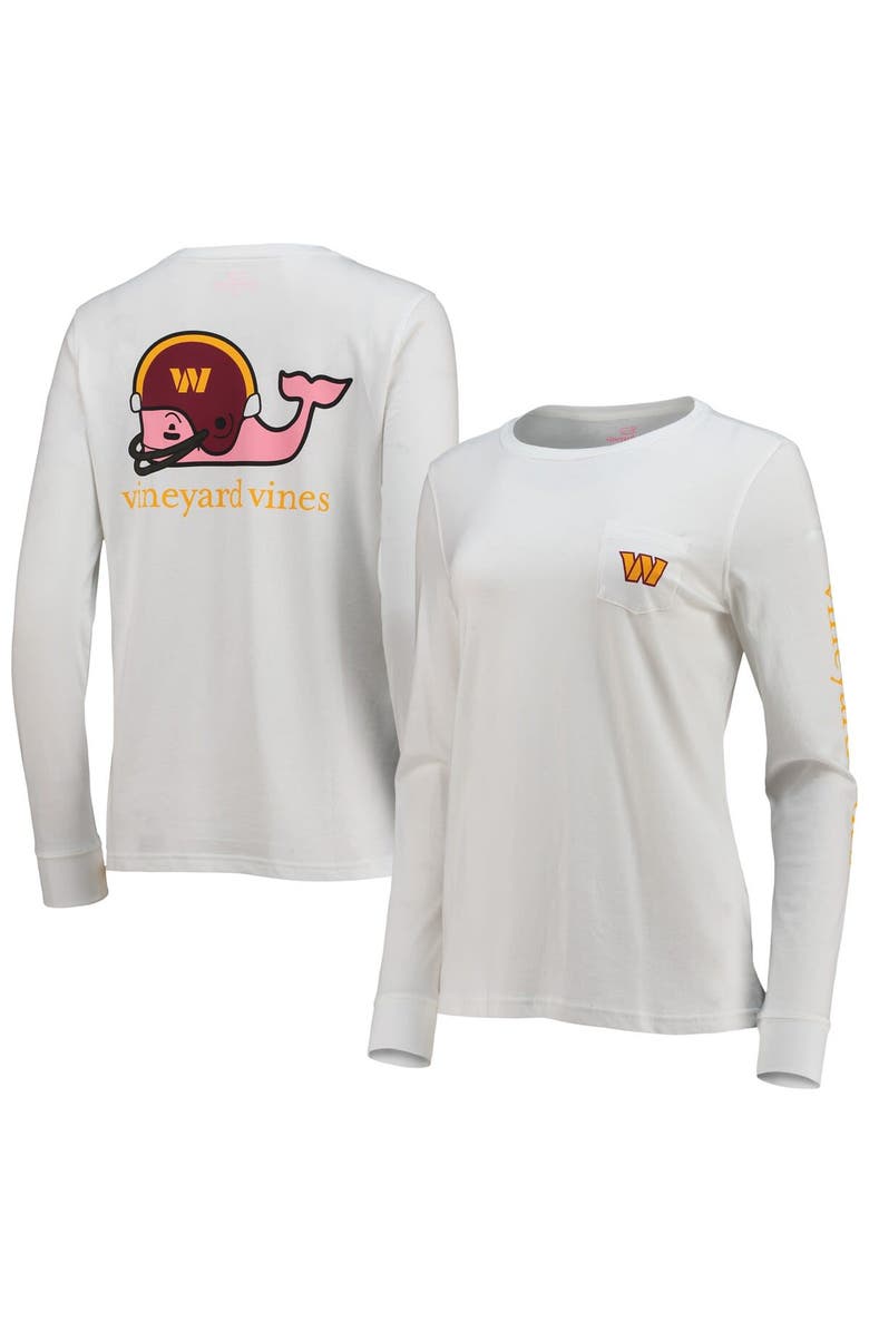 vineyard vines Women's Vineyard Vines White Washington Commanders Helmet Long Sleeve T-Shirt, Main, color, 