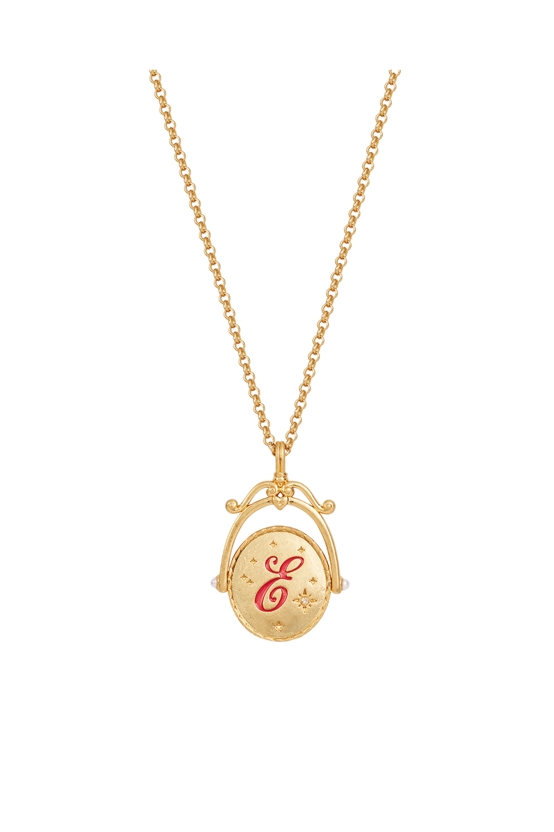 E Initial Echinacea Gold Spinner Chain Necklace, Main, color, Gold