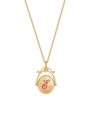 Fable England E Initial Echinacea Gold Spinner Chain Necklace