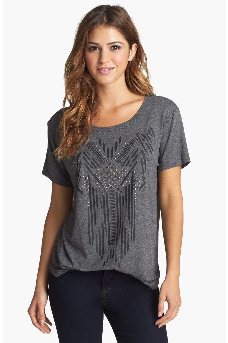 Studded Tee, Main, color, HEATHER CHARCOAL
