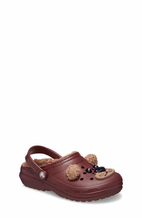 CROCS Kids' Classic Faux Shearling Lined Brown Bear Clog