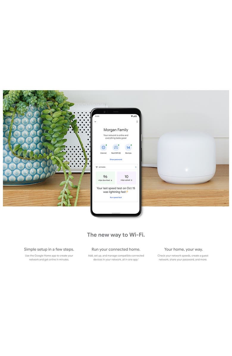 Google Nest Wifi AC2200 Mesh System Router and 2 Add-On Points - Pack of 3 - Open Box, Main, color,