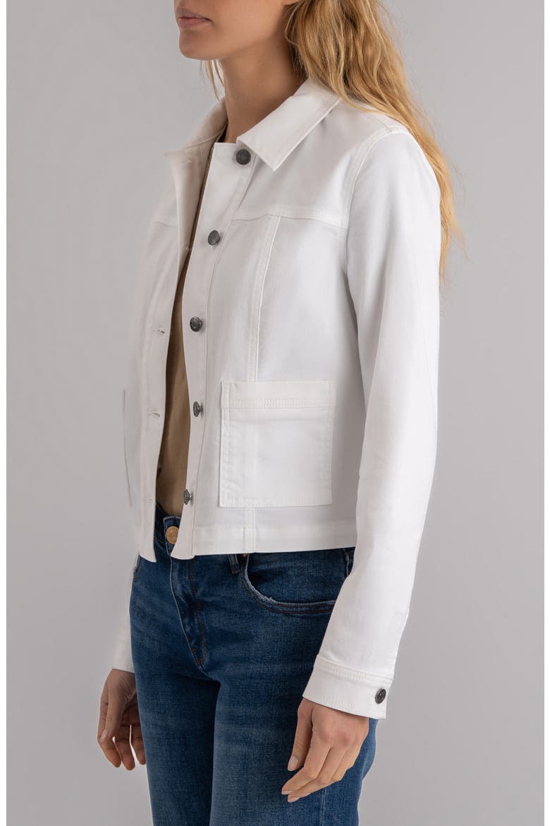 Matilda Denim Crop Trucker Jacket, Alternate, color, WHITE