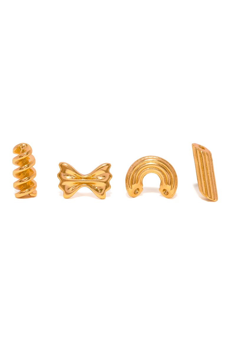 Al Dente Pasta Set of 4 Stud Earrings, Main, color, GOLD