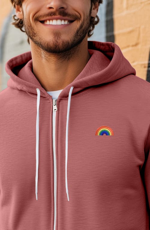Dalix Rainbow Zip Hoodie In Mauve