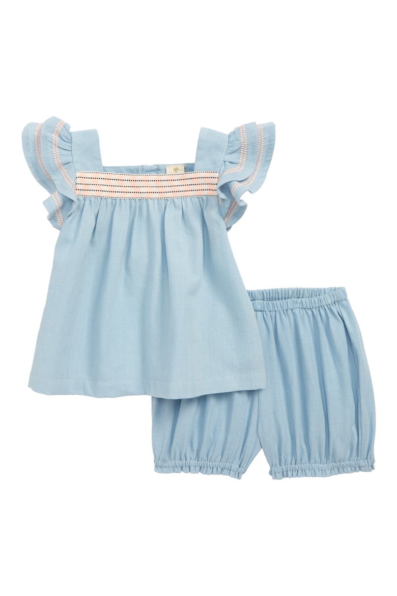 Look at These Ruffles Top & Shorts Set, Main, color, BLUE SEASIDE WASH