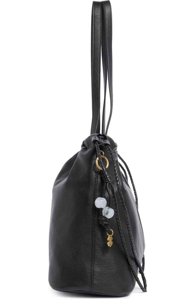 Lucky Brand Tily Leather Bucket Tote Bag, Alternate, color, Black Goat Ddm Le