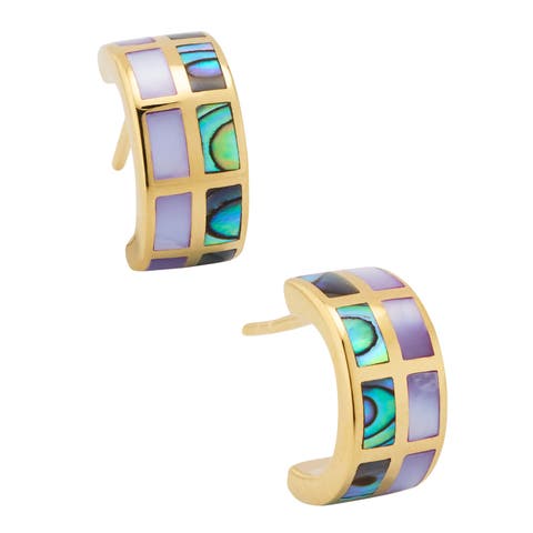 Dash Huggie Earring Set In Sterling With 18K Gold Overlay
