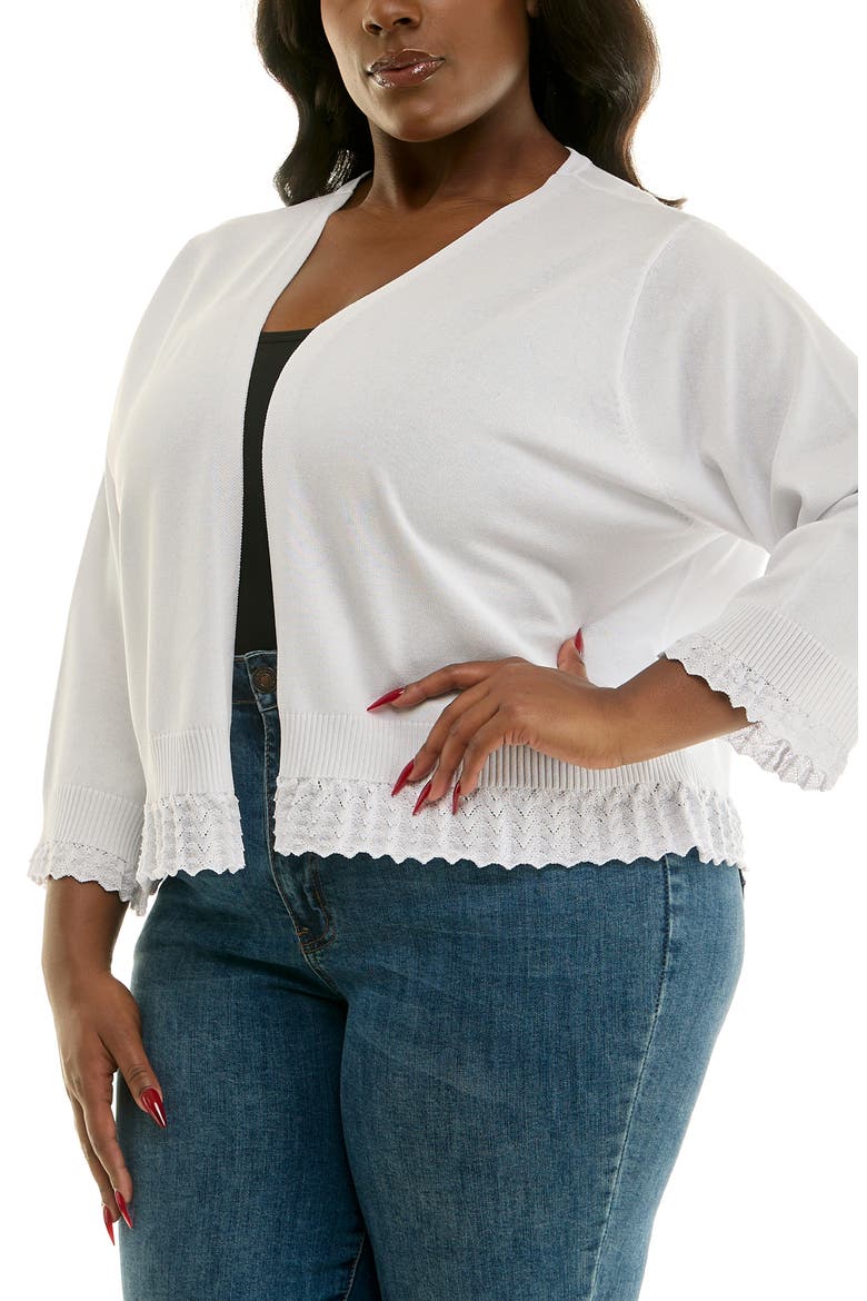 Scalloped Lace Trim Bolero, Alternate, color, WHITE