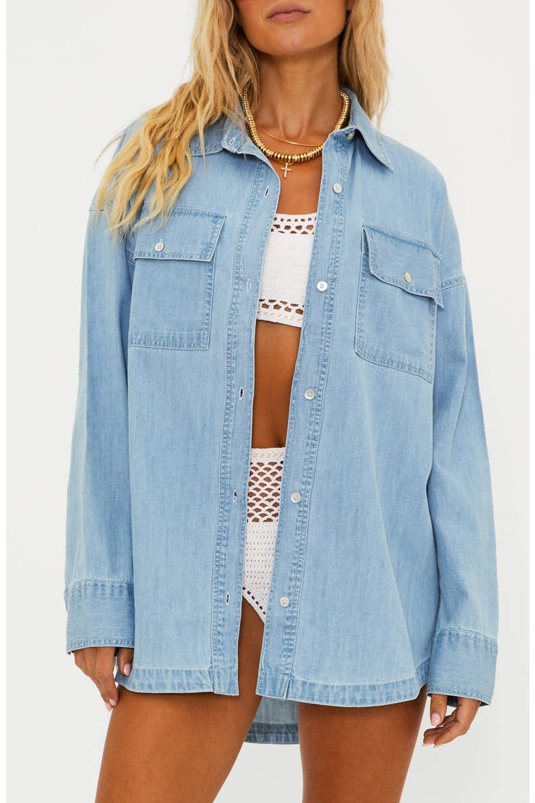 Coramine Oversize Denim Button-Up Shirt, Main, color, DENIM DAZE