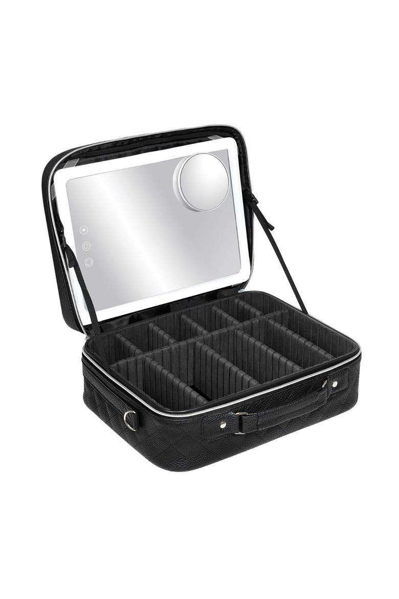 Slim Lightweight Rechargeable Travel Makeup Mirror Kit, Main, color, Black