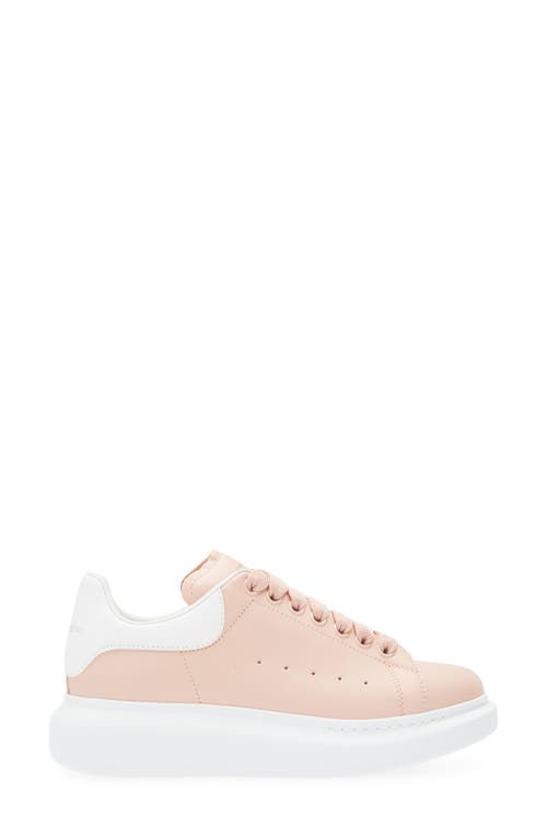 Alexander Mcqueen Pink Leather Sneakers With Light White Leather Heel