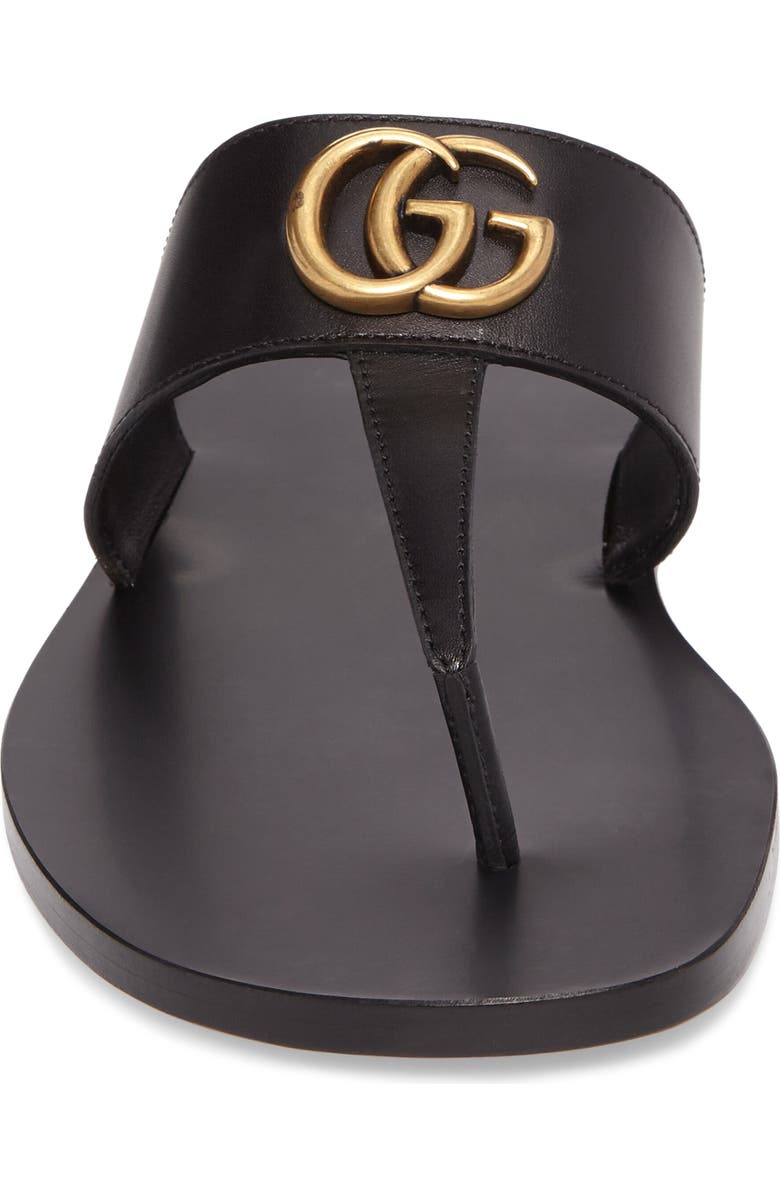 Gucci Marmont Double G Leather Thong Sandal, Alternate, color,