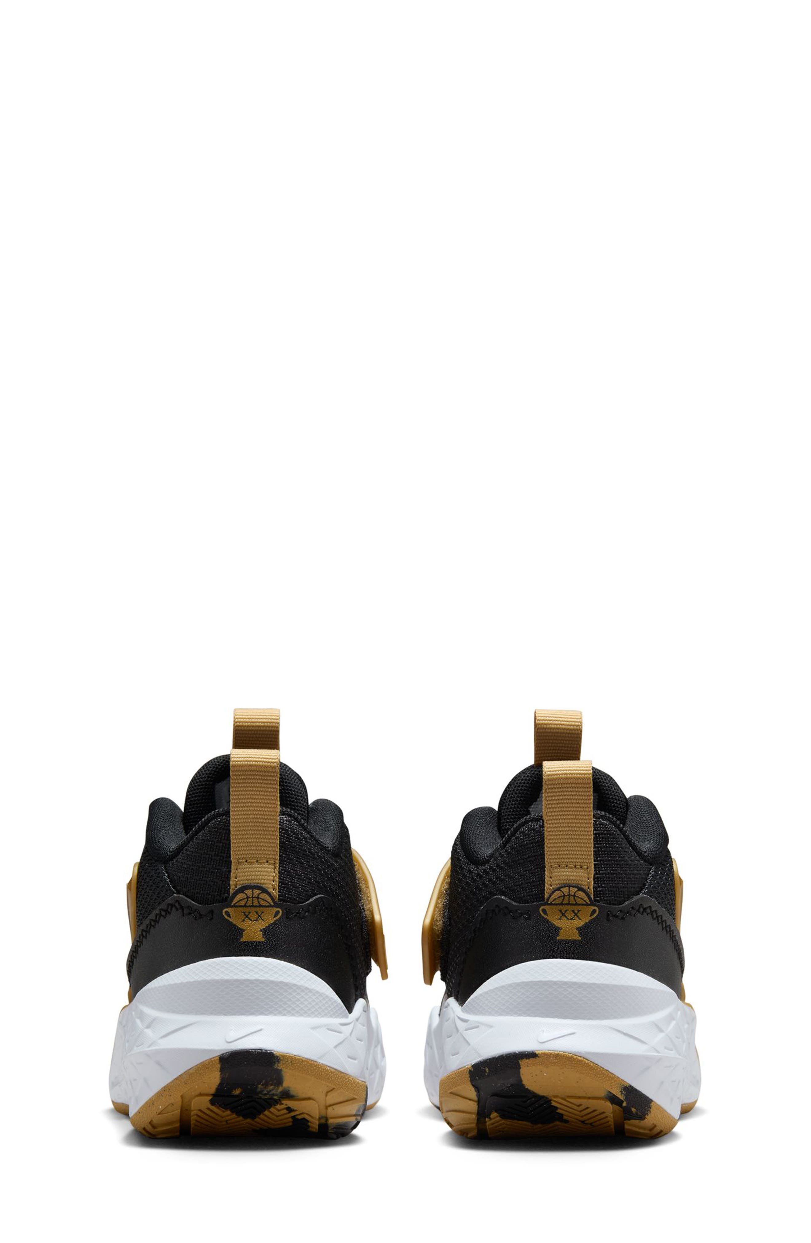 Nike Kids' Team Hustle D 12 Basketball Sneaker, Alternate, color, Black/ Metallic Gold/ White