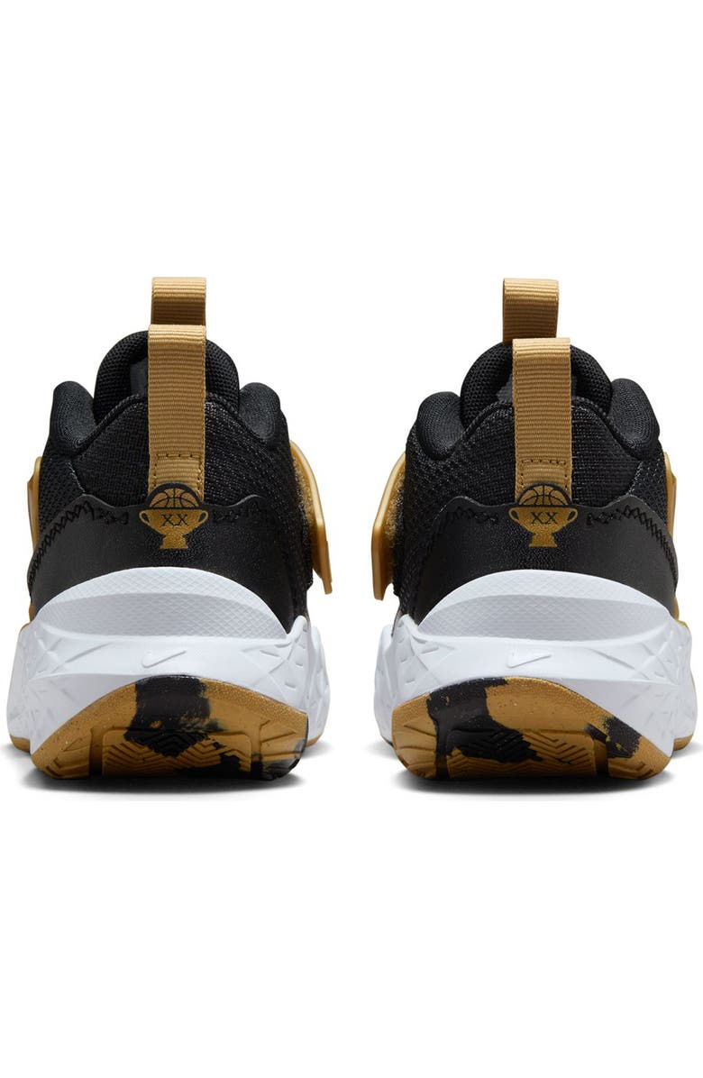 Nike Kids' Team Hustle D 12 Basketball Sneaker, Alternate, color, Black/ Metallic Gold/ White