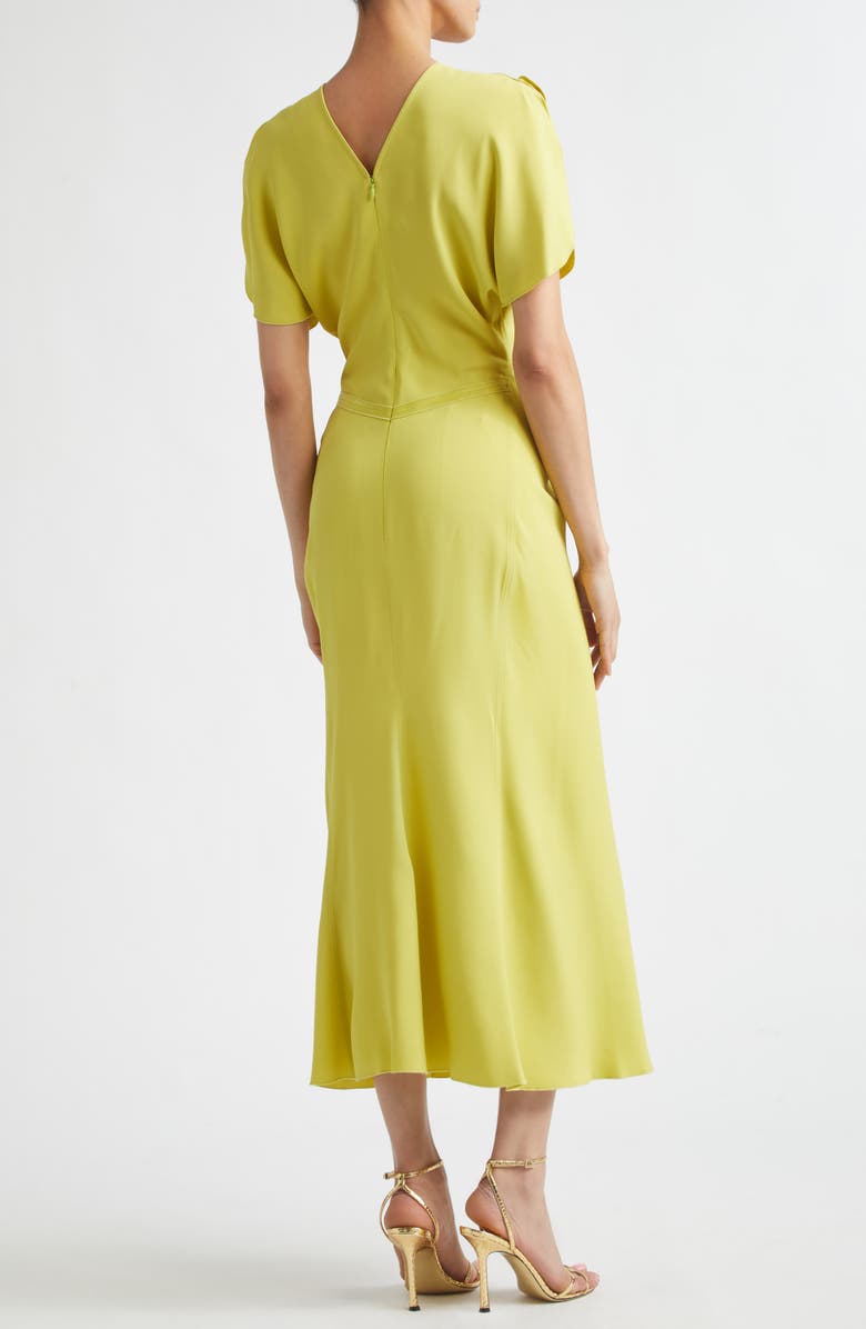 Victoria Beckham Bela Ruched Midi Dress, Alternate, color, Chartreuse