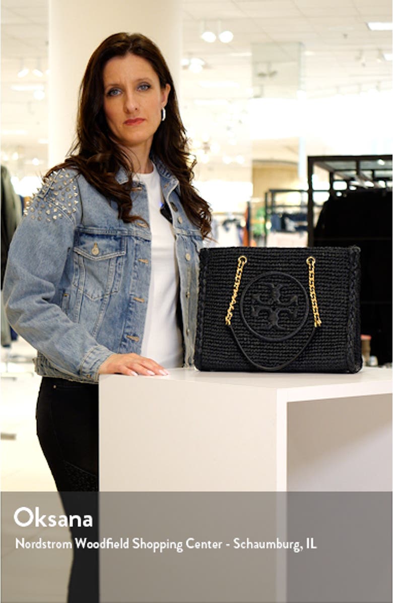 Small Ella Raffia Mélange Chain Tote, sales video thumbnail