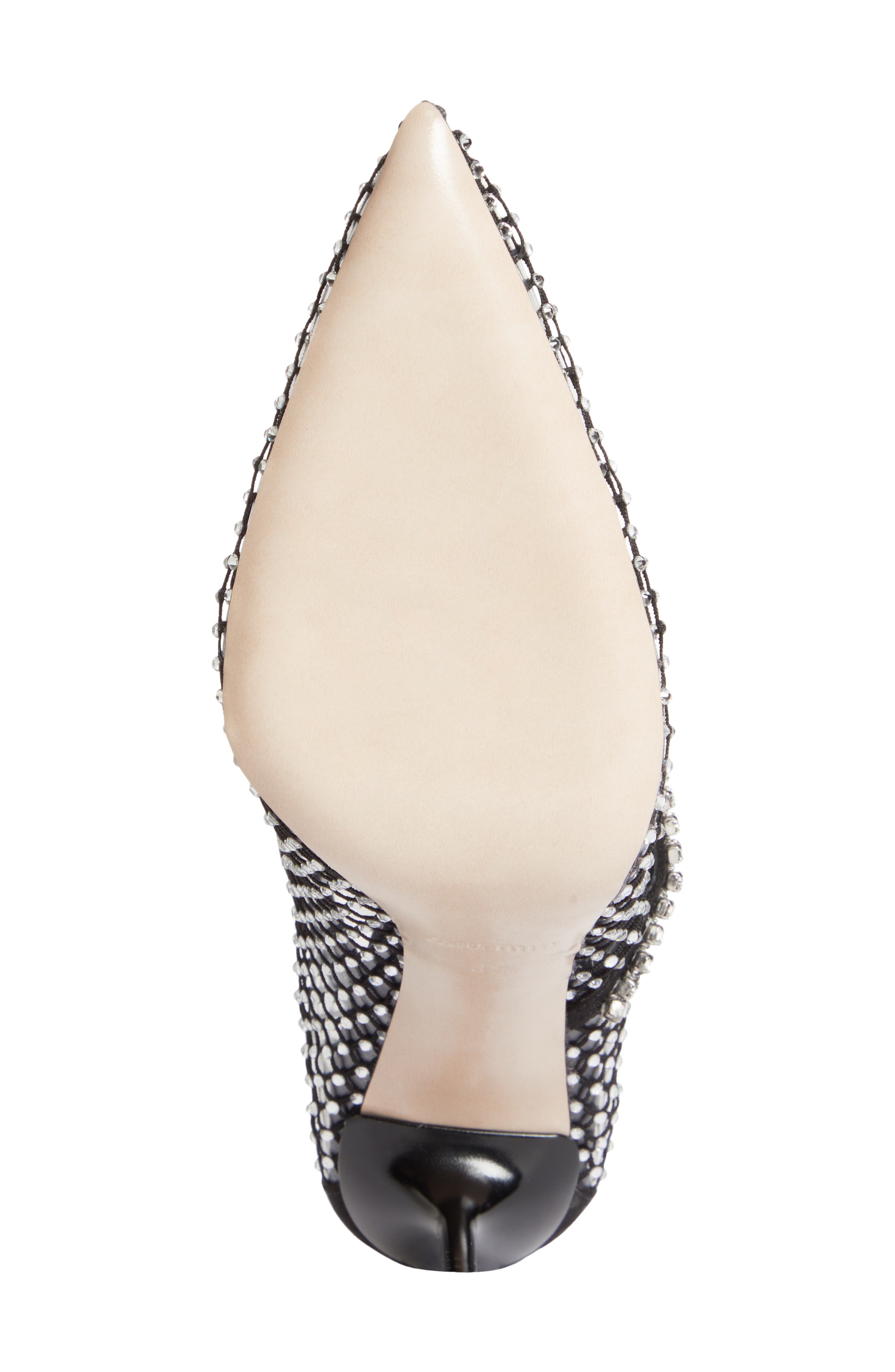 Miu Miu Crystal Embellished Fishnet Pointed Toe Pump, Alternate, color, 