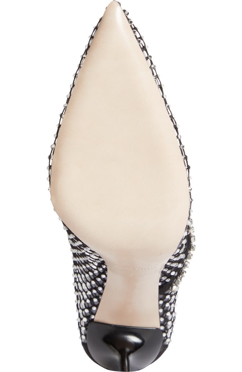 Miu Miu Crystal Embellished Fishnet Pointed Toe Pump, Alternate, color,