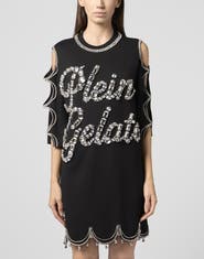 PHILIPP PLEIN Mini T-Shirt Dress Crystal Waves Women
