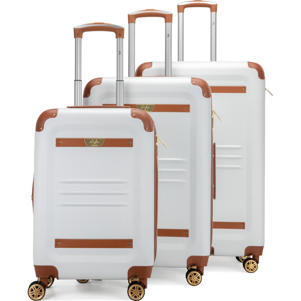 19v69 Italia Vintage 3 Piece Expandable Spinner Luggage Set In White