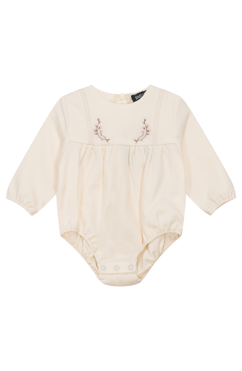 Space Grey Floral Embroidered Long Sleeves Bubble, Main, color, Cream